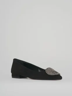 Ballerine tacco 1cm camoscio nero
