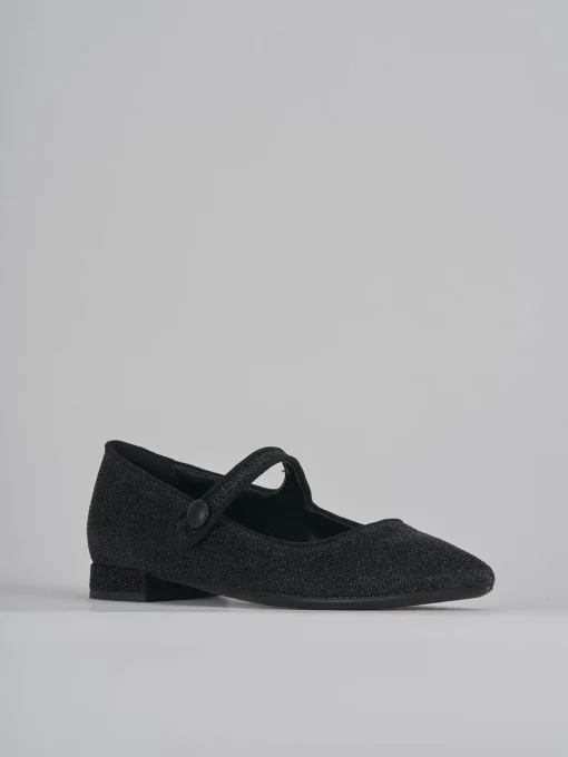 Ballerine tacco 2cm glitter nero