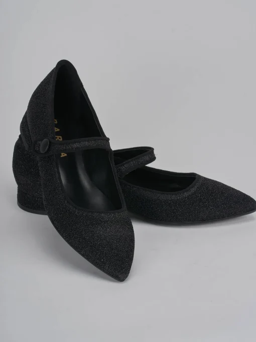 Ballerine tacco 2cm glitter nero