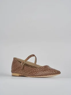 Ballerine tacco 1cm pelle marrone