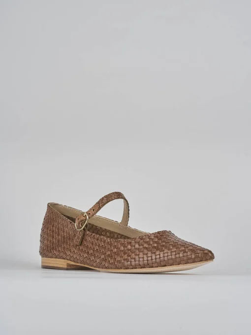 Ballerine tacco 1cm pelle marrone