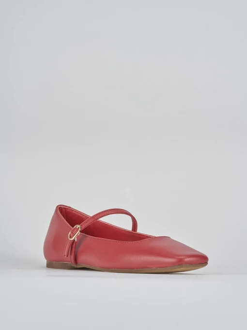 Ballerine tacco 1cm pelle rosso
