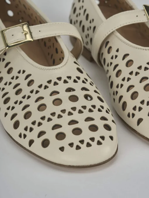 Ballerine tacco 1cm pelle beige