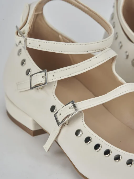 Ballerine tacco 1cm pelle bianco