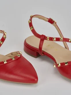 Ballerine tacco 1cm pelle rosso