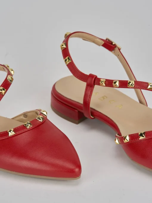 Ballerine tacco 1cm pelle rosso
