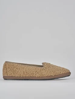 Ballerine tacco 1cm tessuto marrone