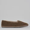 Ballerine tacco 1cm tessuto marrone