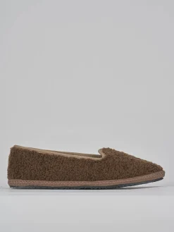 Ballerine tacco 1cm tessuto marrone