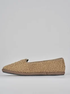Ballerine tacco 1cm tessuto marrone