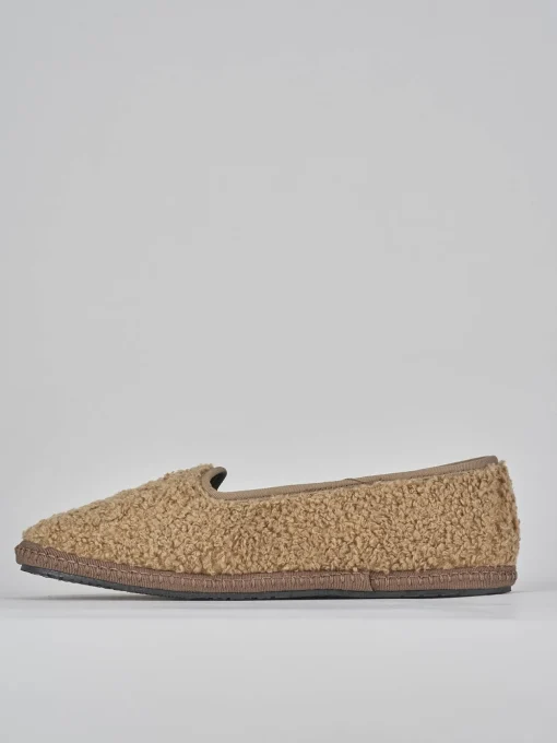 Ballerine tacco 1cm tessuto marrone