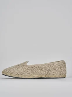 Ballerine tacco 1cm tessuto beige