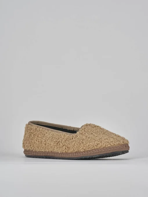 Ballerine tacco 1cm tessuto marrone