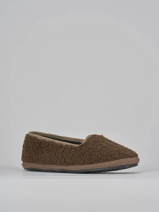 Ballerine tacco 1cm tessuto marrone