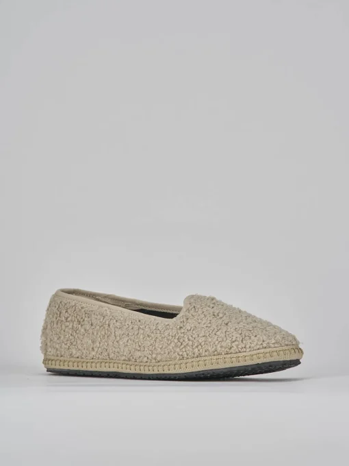 Ballerine tacco 1cm tessuto beige