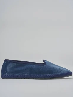 Ballerine tacco 1cm velluto azzurro