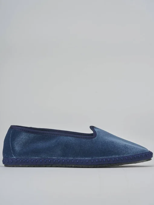 Ballerine tacco 1cm velluto azzurro