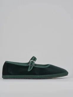 Ballerine tacco 1cm velluto verde