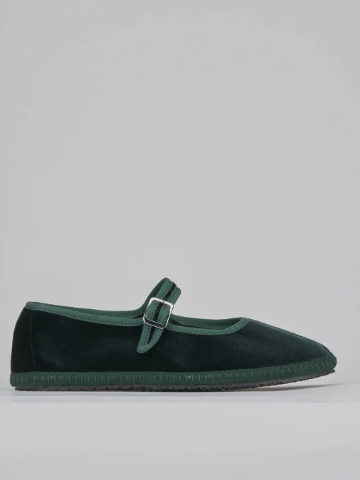 Ballerine tacco 1cm velluto verde