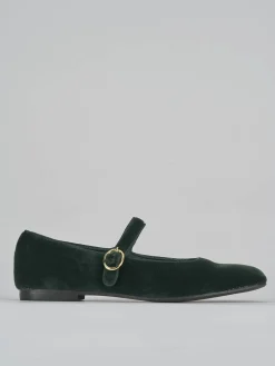 Ballerine tacco 1cm velluto verde