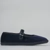 Ballerine tacco 1cm velluto blu