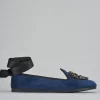 Ballerine tacco 1cm velluto blu