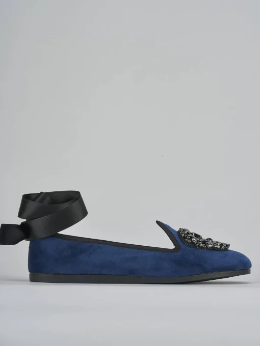 Ballerine tacco 1cm velluto blu