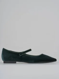 Ballerine tacco 1cm velluto verde