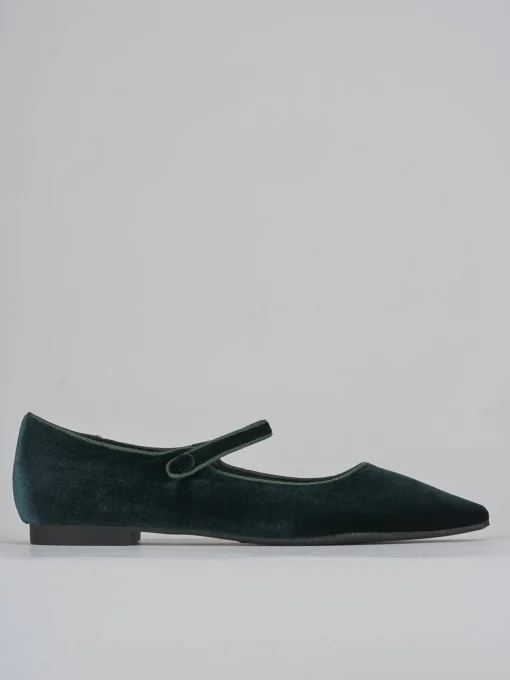 Ballerine tacco 1cm velluto verde
