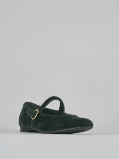 Ballerine tacco 1cm velluto verde