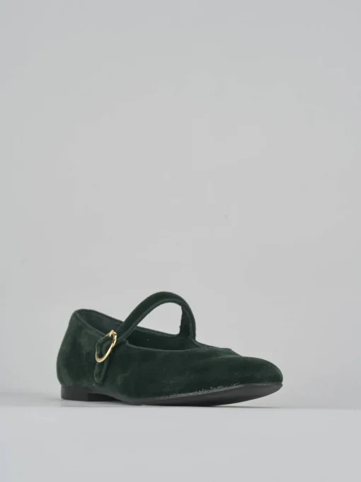 Ballerine tacco 1cm velluto verde