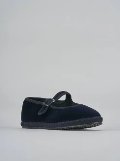 Ballerine tacco 1cm velluto blu