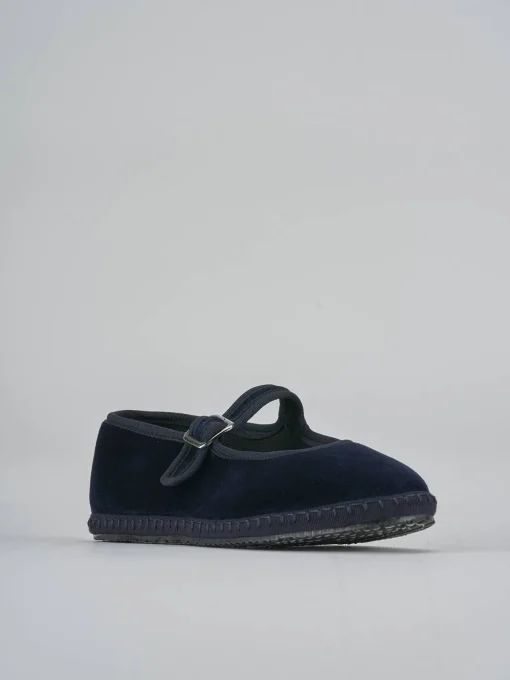 Ballerine tacco 1cm velluto blu