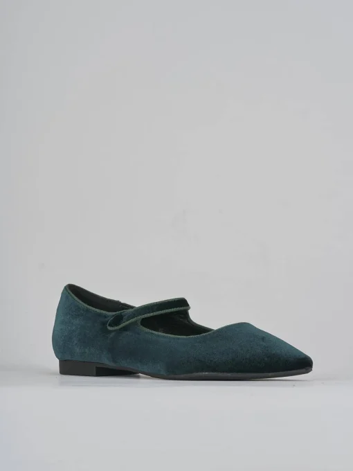 Ballerine tacco 1cm velluto verde