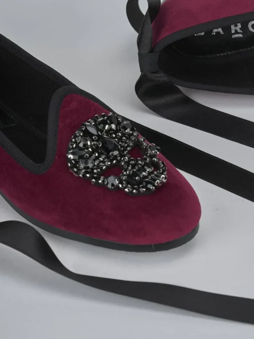 Ballerine tacco 1cm velluto bordo'