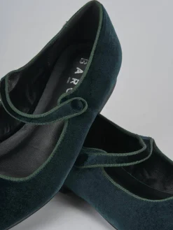 Ballerine tacco 1cm velluto verde