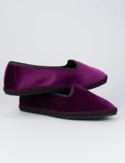 Ballerine tacco 1cm velluto viola