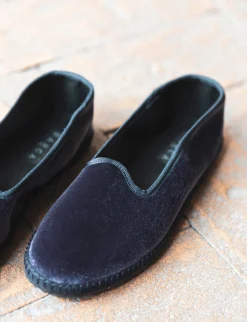 Ballerine tacco 1cm velluto viola