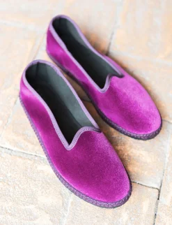 Ballerine tacco 1cm velluto viola