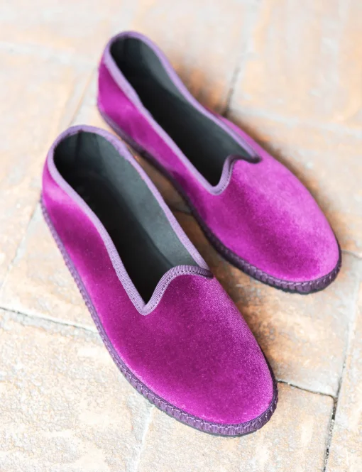 Ballerine tacco 1cm velluto viola