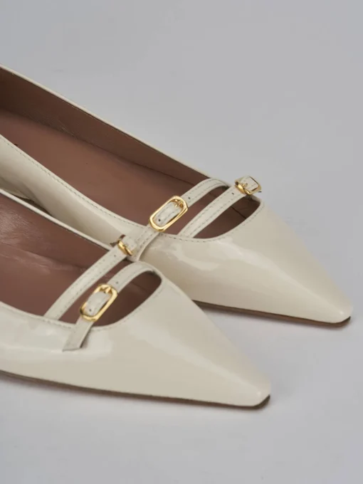 Ballerine tacco 2cm vernice bianco