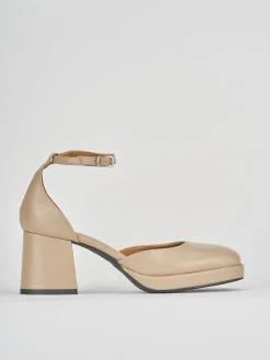 Bebe' tacco 5 cm marrone pelle