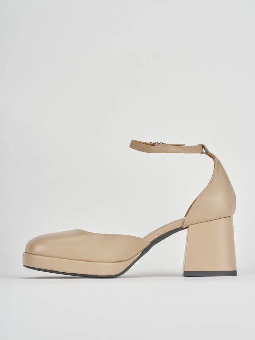 Bebe' tacco 5 cm marrone pelle