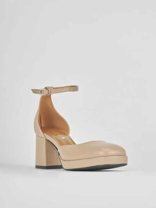 Bebe' tacco 5 cm marrone pelle