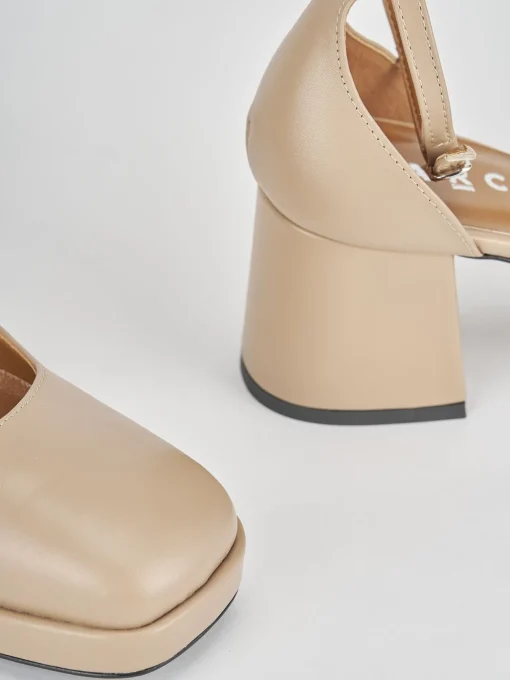 Bebe' tacco 5 cm marrone pelle