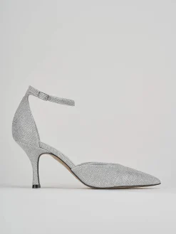 Bebè tacco 7 cm argento glitter