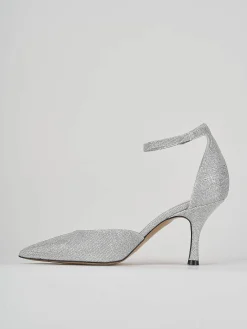 Bebè tacco 7 cm argento glitter