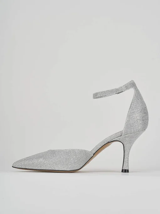 Bebè tacco 7 cm argento glitter