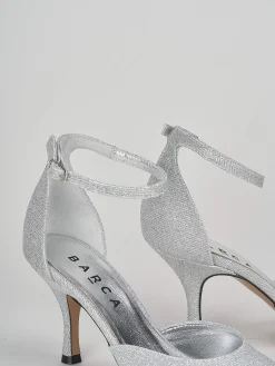 Bebè tacco 7 cm argento glitter