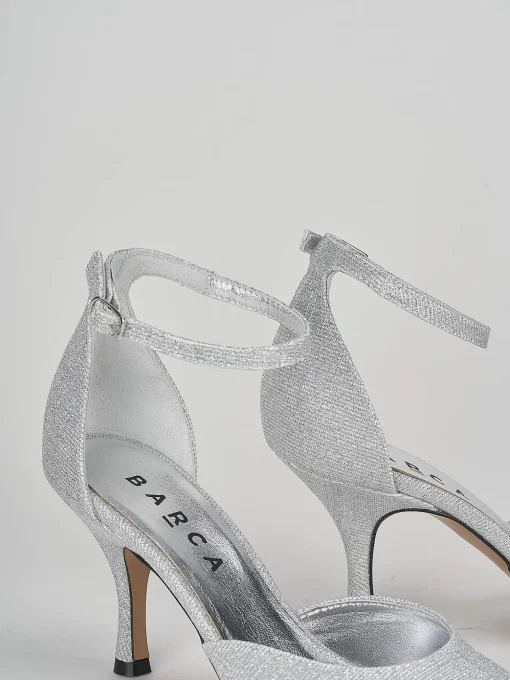 Bebè tacco 7 cm argento glitter